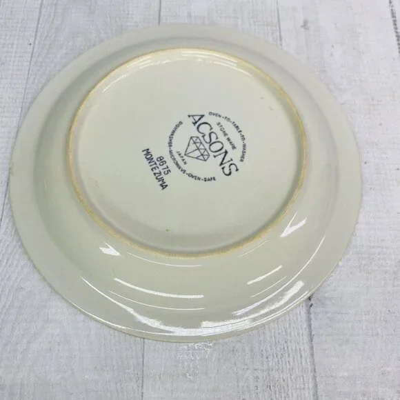 Vintage Acsons MONTEZUMA 8675 Oven Safe Beige Round Stoneware Salad Plates Set 4